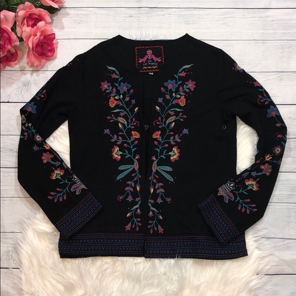 Johnny Was Jackets & Blazers - Johnny Was Floral Embroidered Boho Jacket
